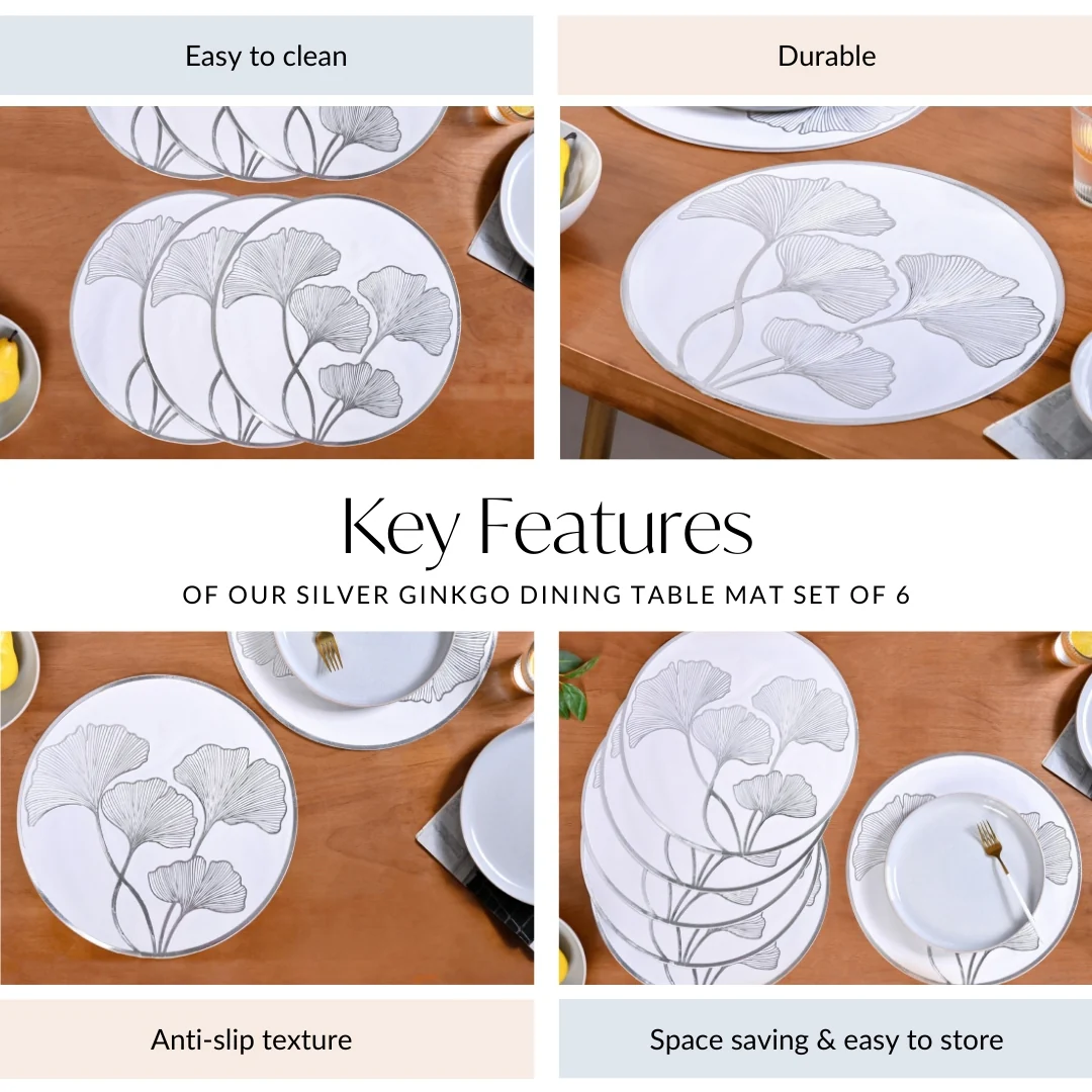 Silver Ginkgo Dining Table Mat Set Of 6 - Image 5