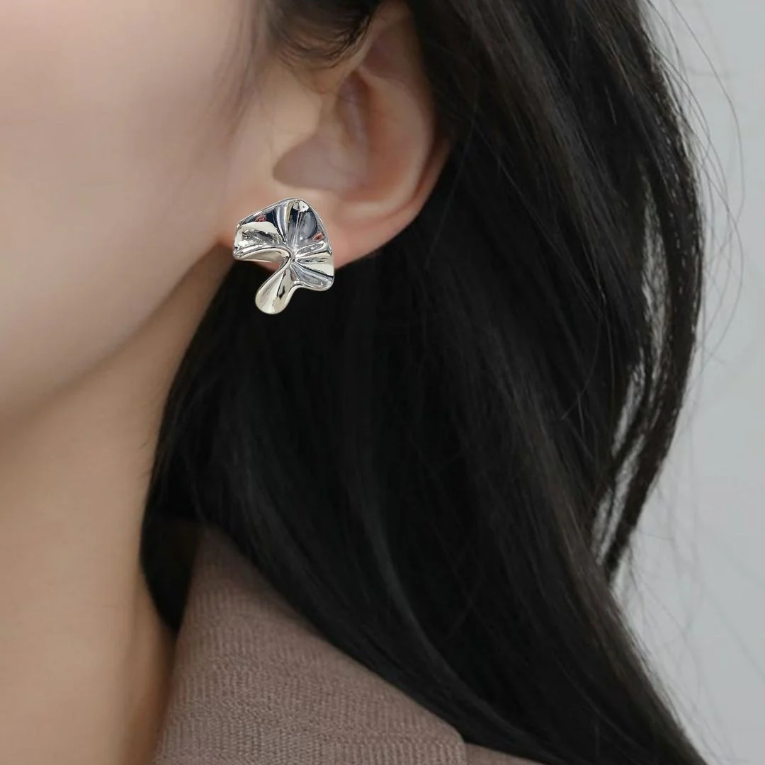 Silver Hammered Fold Studs - Image 5