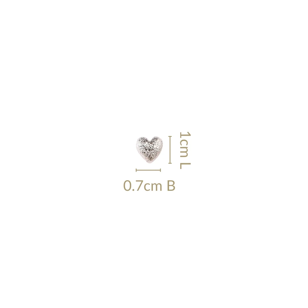 Silver Heart Textured Studs - Image 3