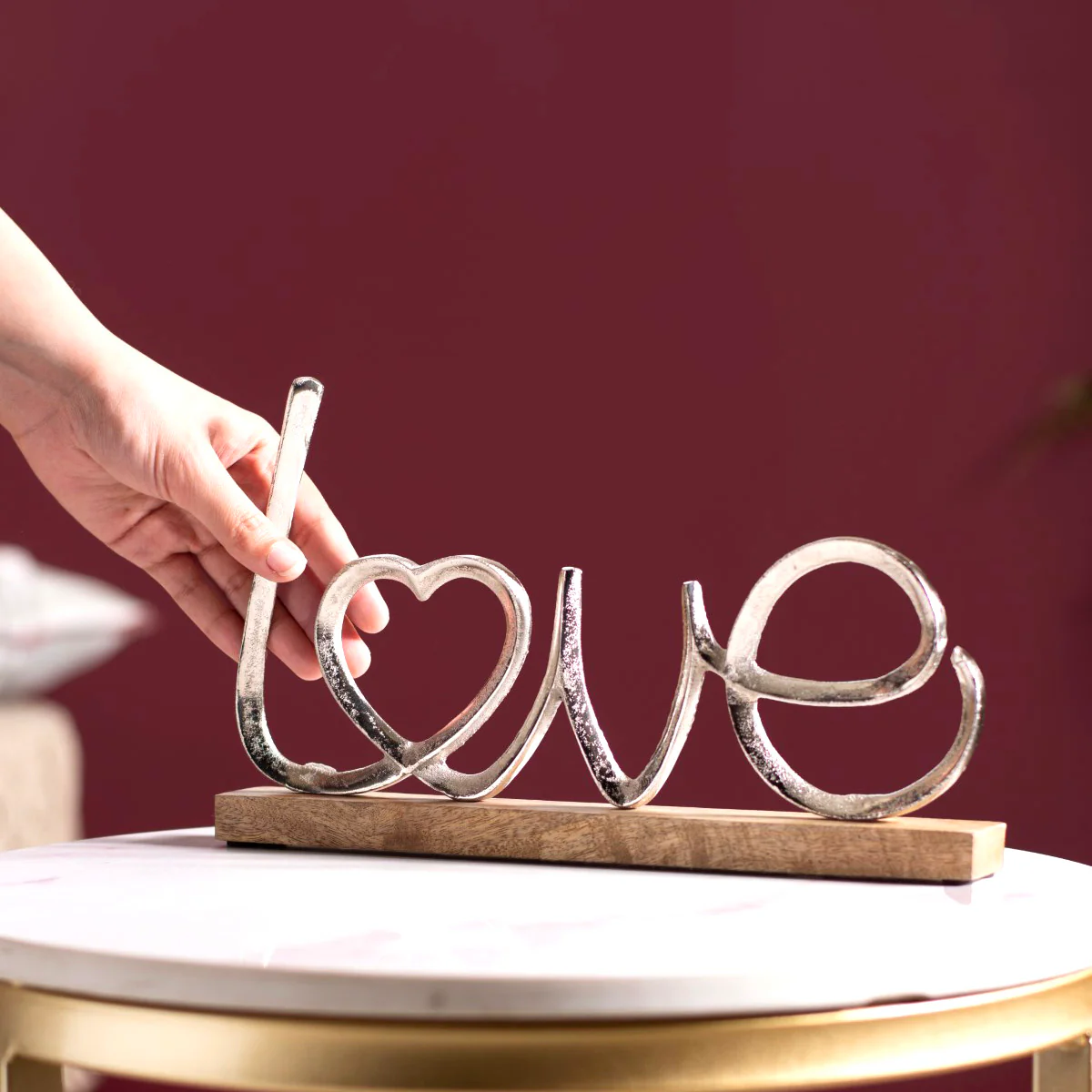 Silver Love Decor Showpiece For Home - Image 3