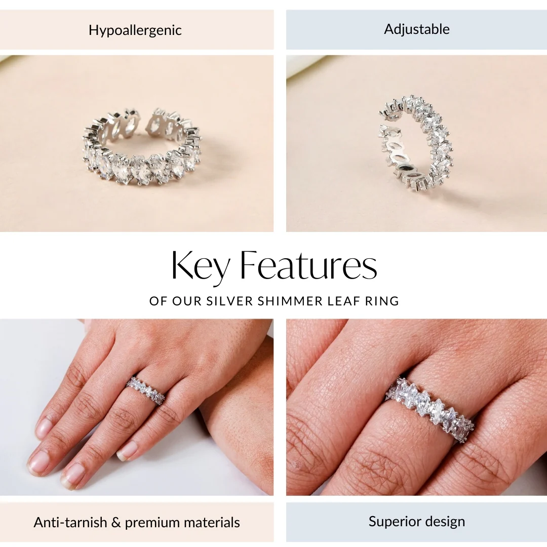 Silver Shimmer Leaf Ring - Image 4