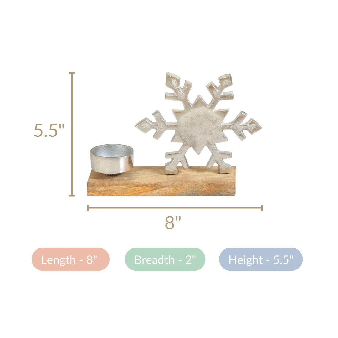 Silver Snowflake Decor Tea Light Holder Set Of 2 - Image 5