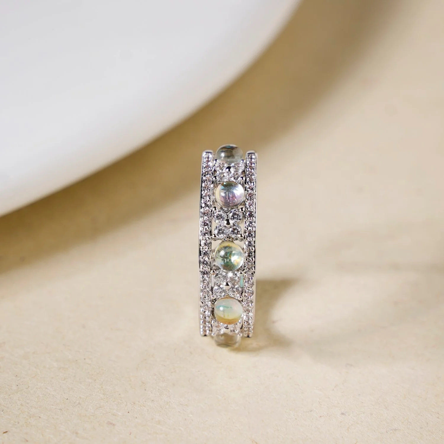 Silver Stone Studded Thumb Ring - Image 5