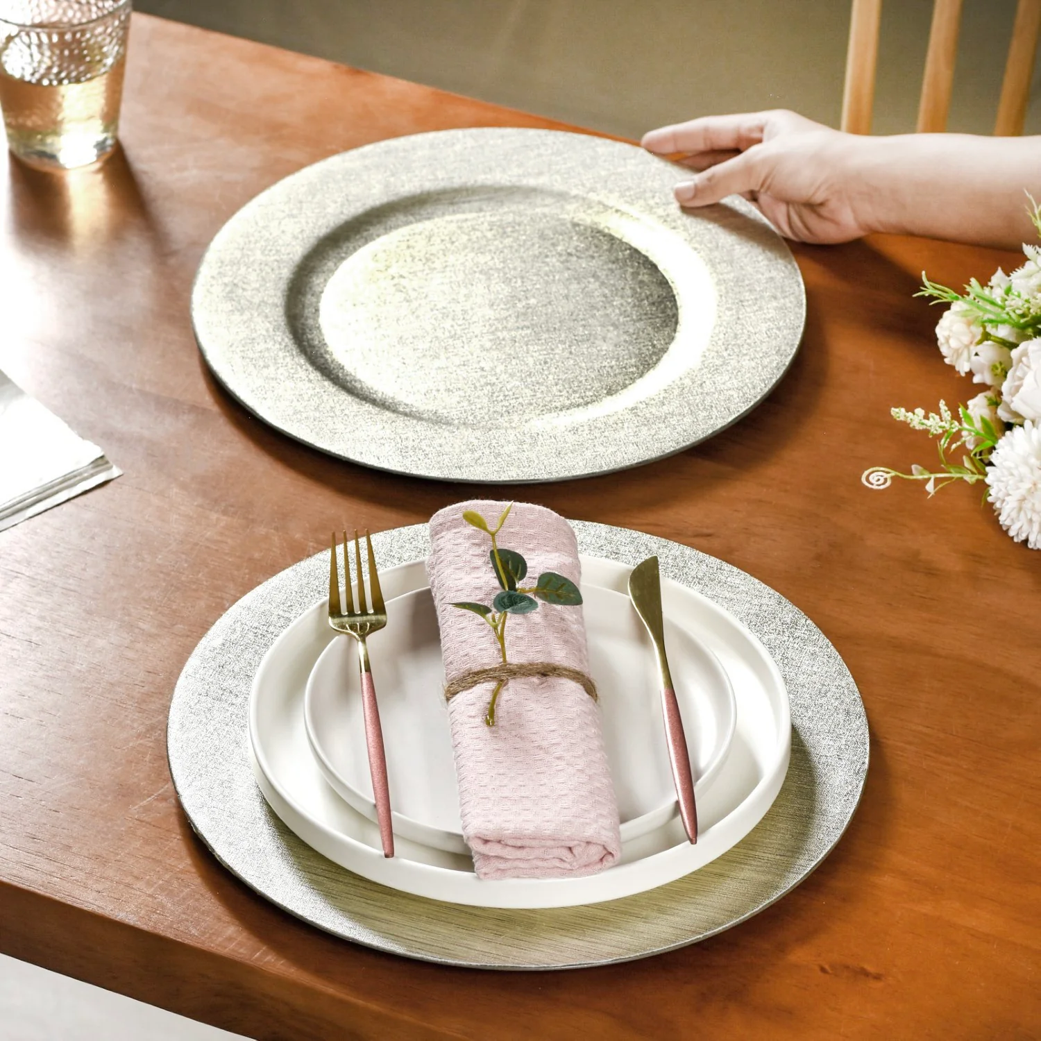 Silver Textured Charger Plate Set Of 6 13 Inch - Image 5