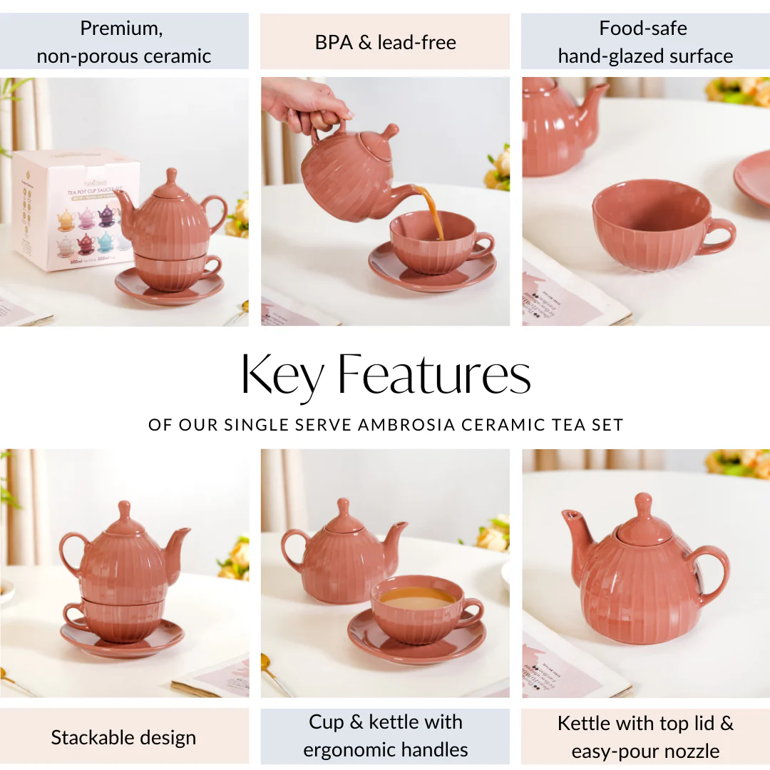 Single Serve Ambrosia Ceramic Tea Set - Image 6