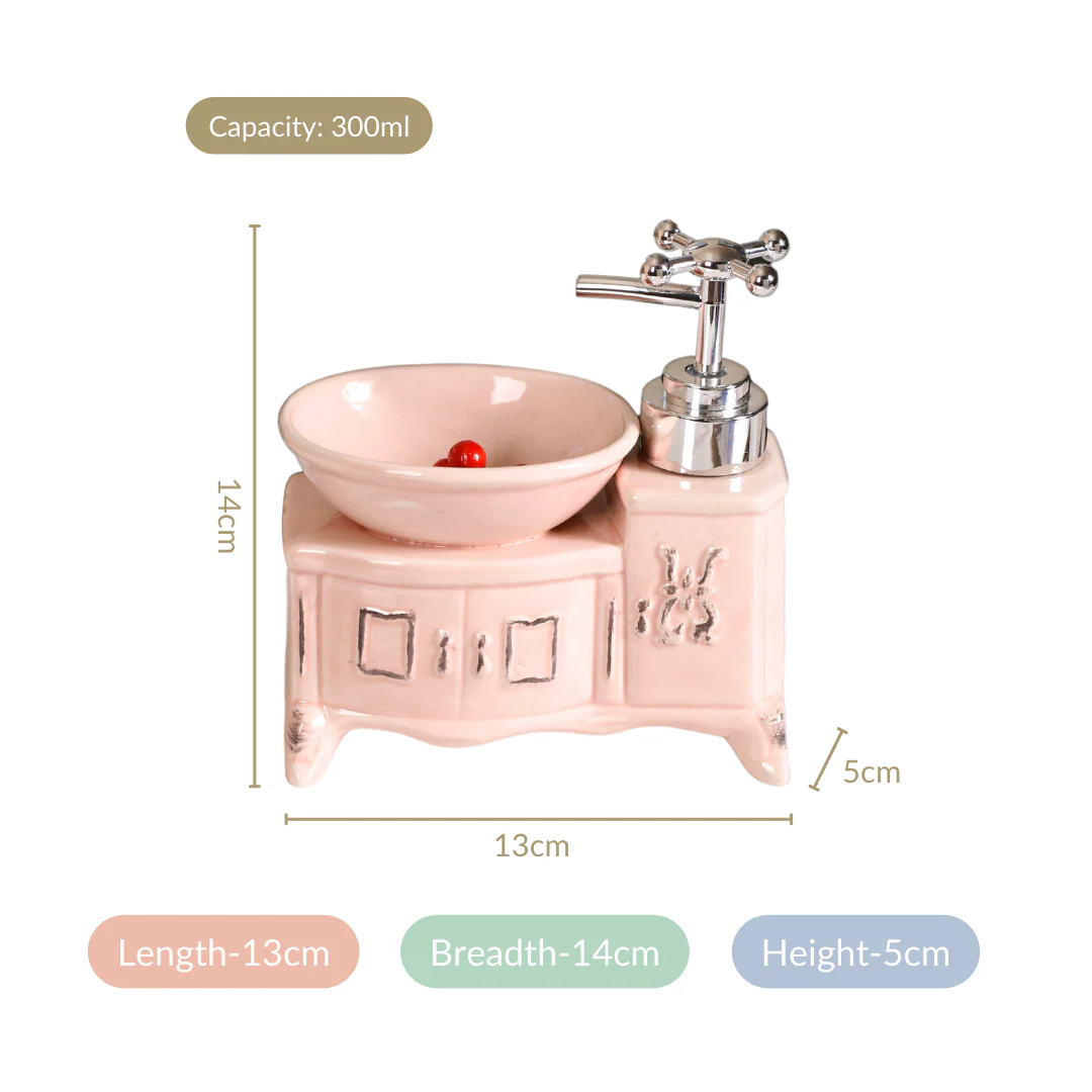 Sink With Tap Ceramic Soap Dispenser Peach - Image 7