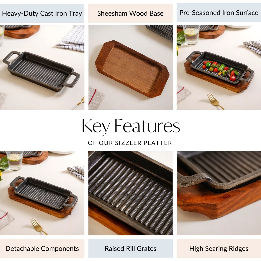 Sizzler Hotplate Grill With Wooden Tray - Image 5