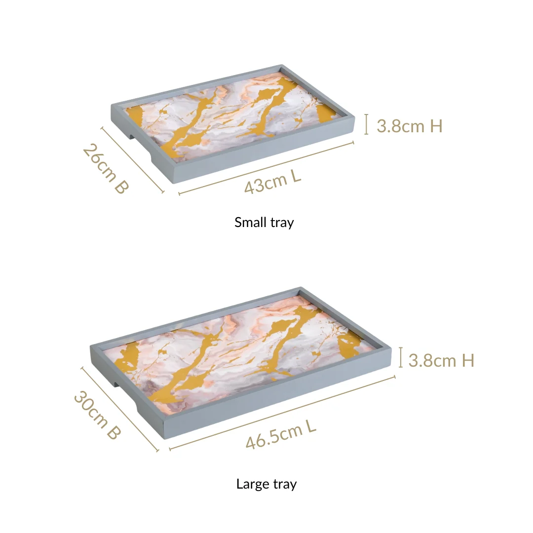 Sky Art Tray Set Of 2 With Matte Gold Foil - Image 4