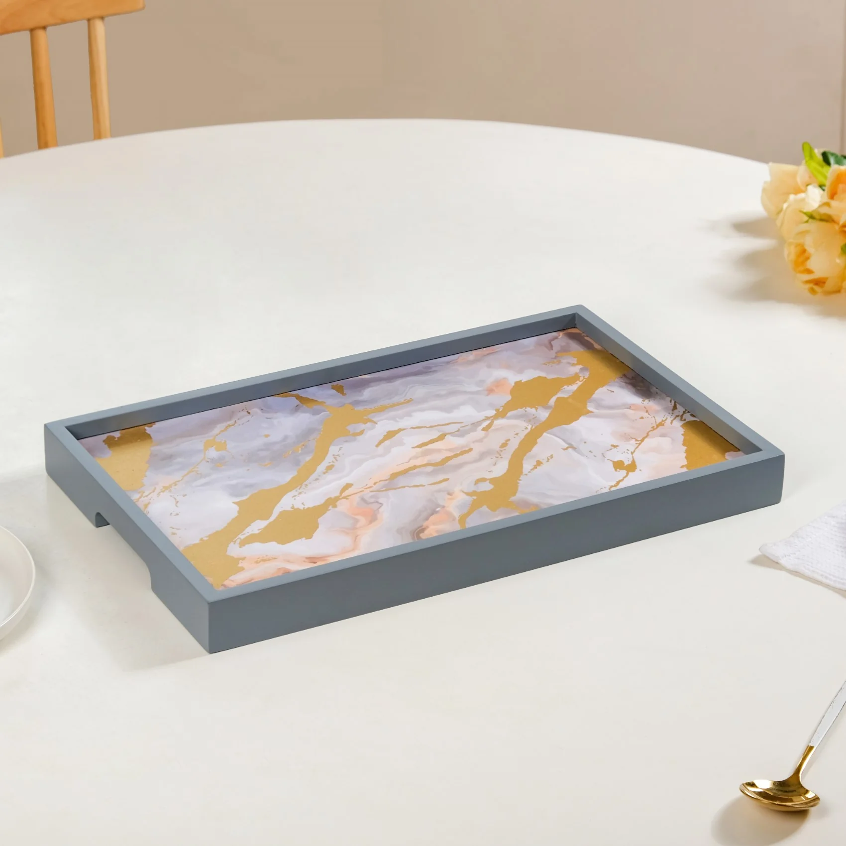 Sky Art Tray Set Of 2 With Matte Gold Foil - Image 7