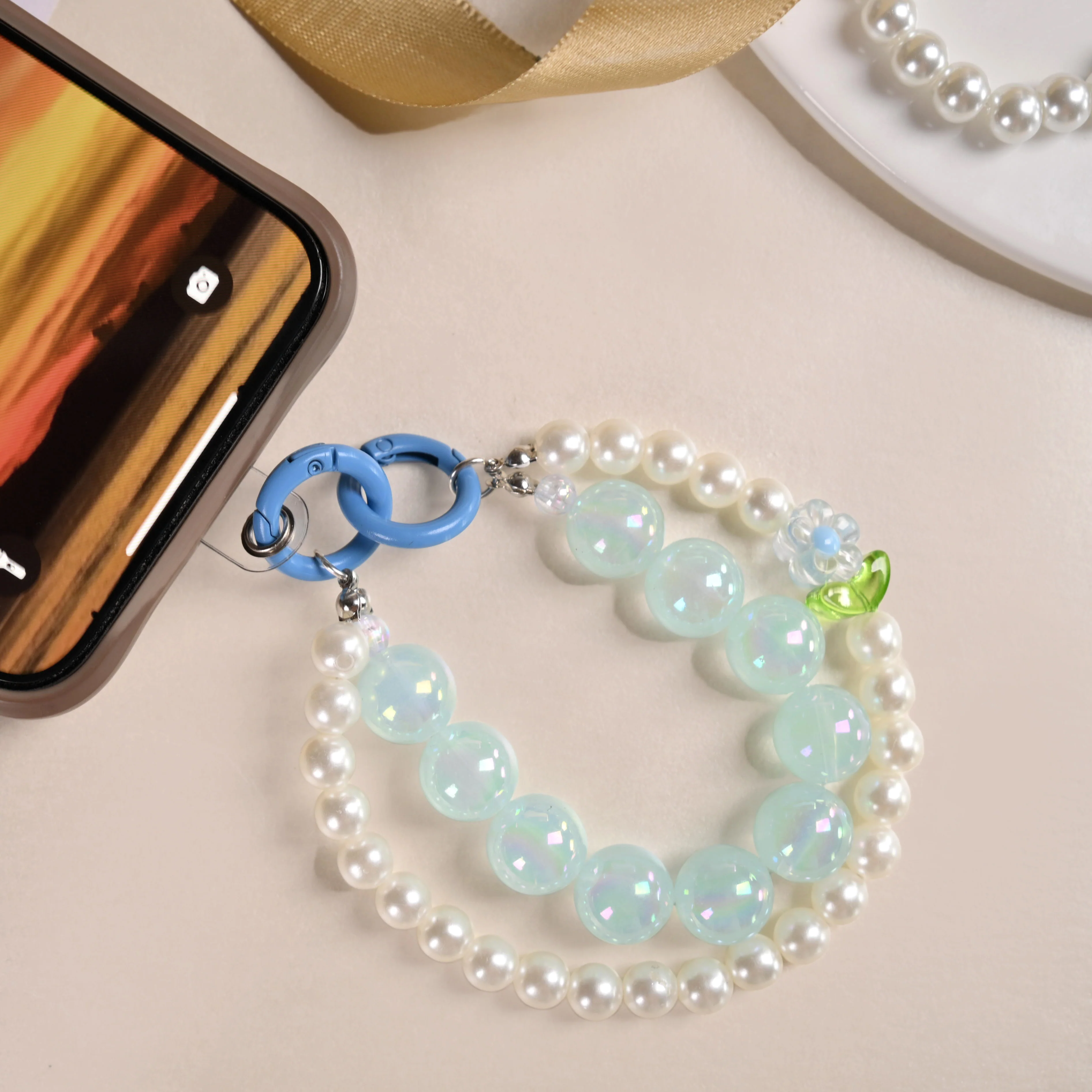 Sky Pearl Harmony Beaded Keychain - Image 7