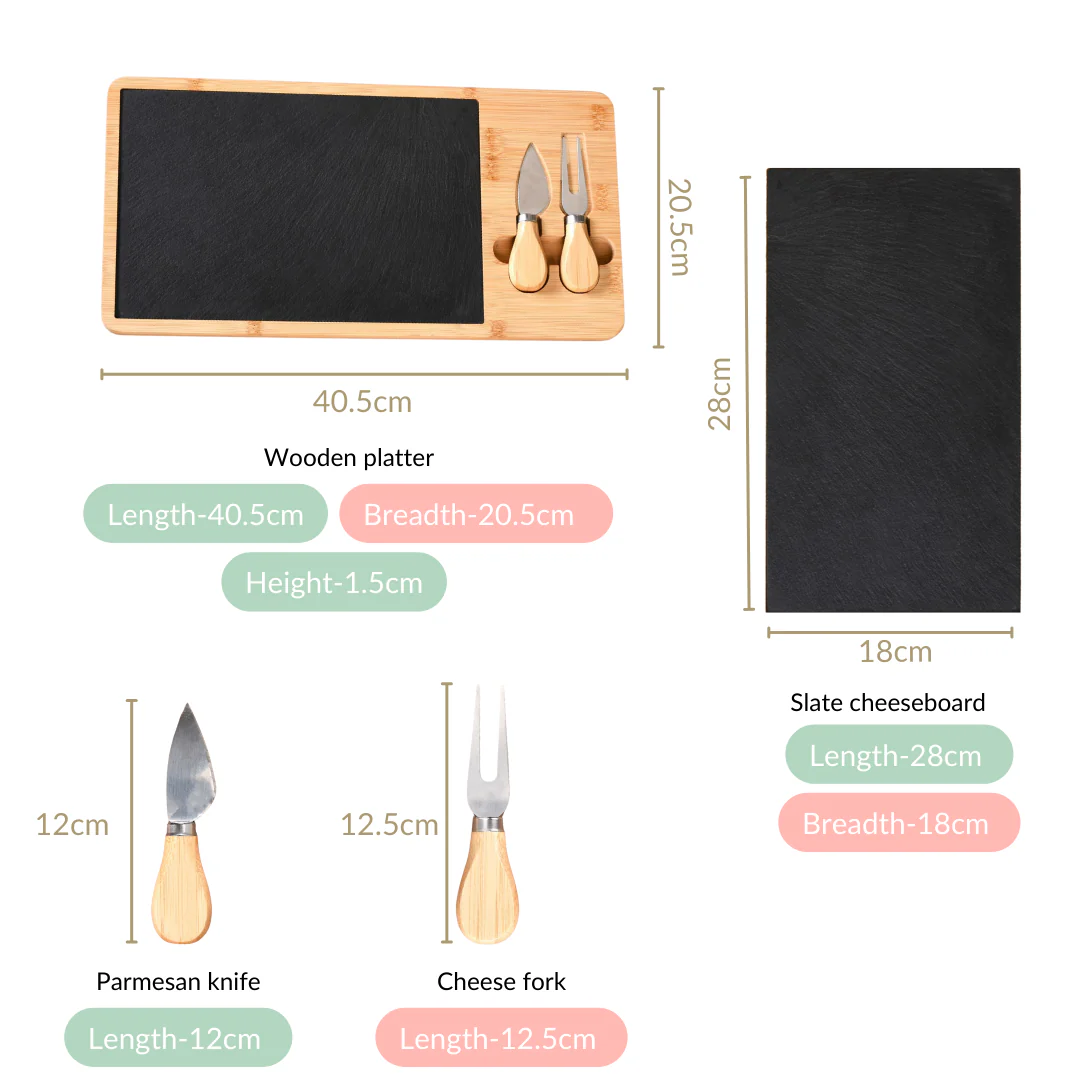 Slate Snack Platter Set With Cheese Knives - Image 4