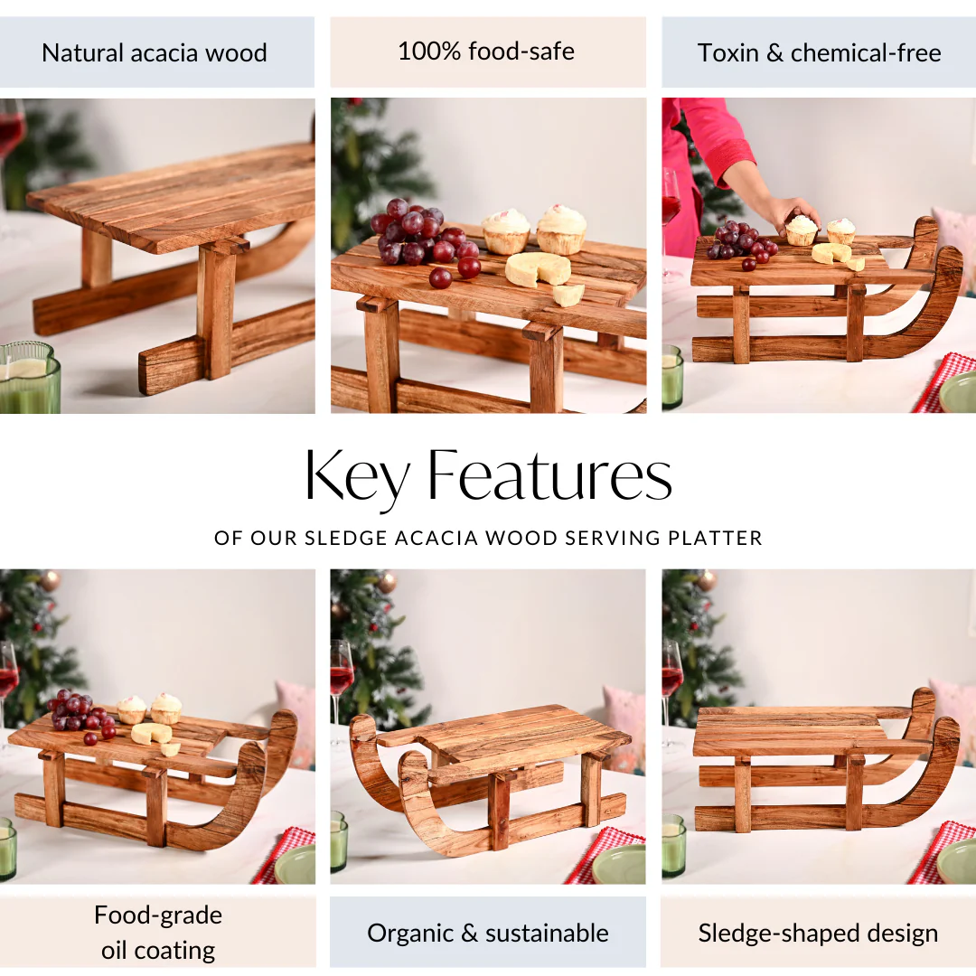 Sledge Acacia Wood Serving Platter Riser - Image 5