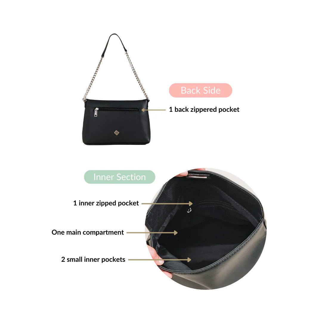 Sleek Black Shoulder Bag For Women - Image 5