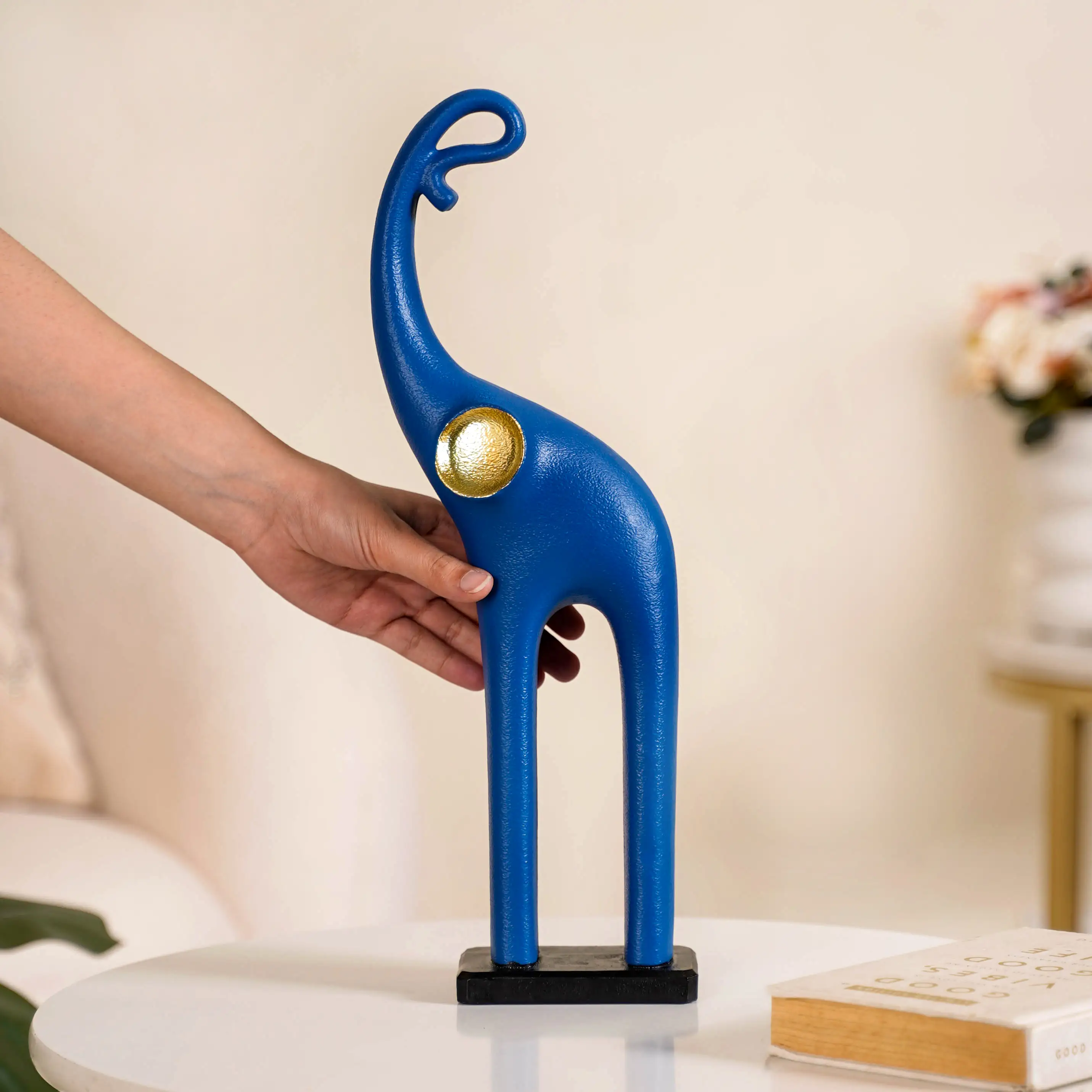 Sleek Elephant Figurine For Decor Blue - Image 2