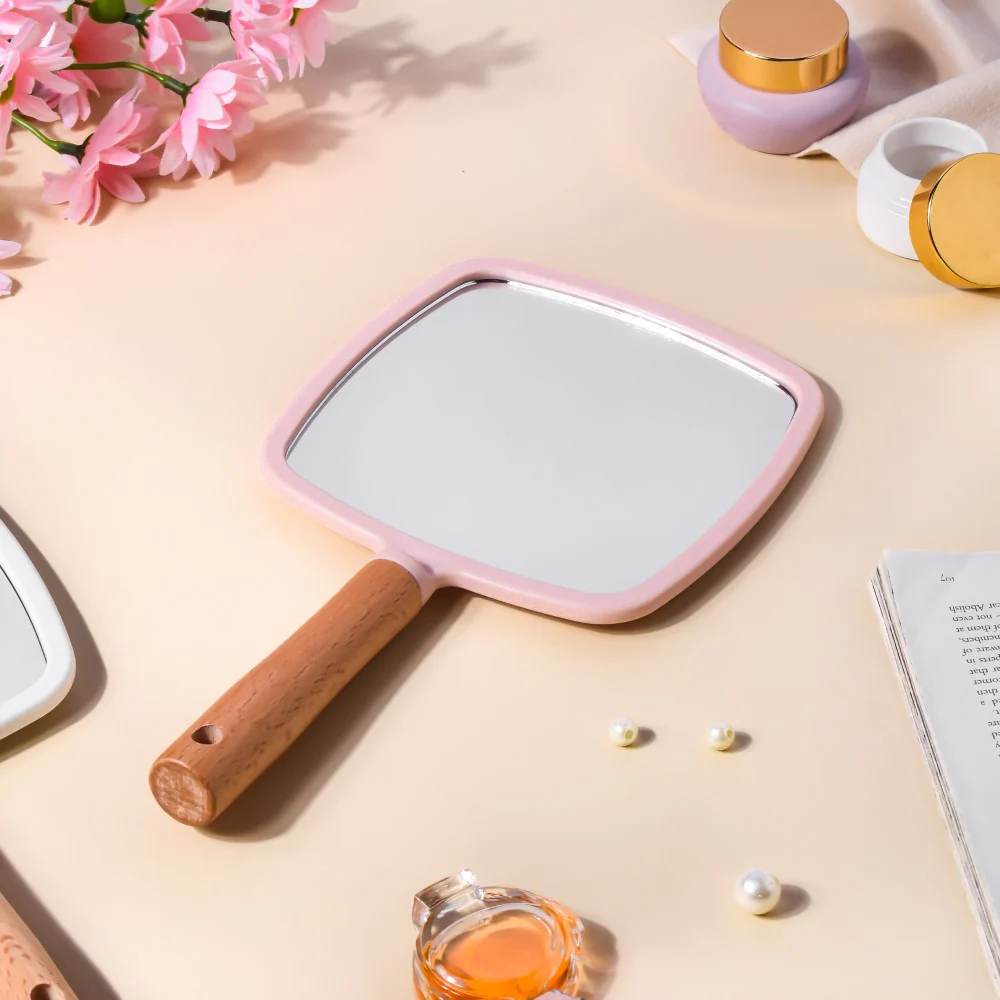Sleek Square Handheld Mirror Pink - Image 3