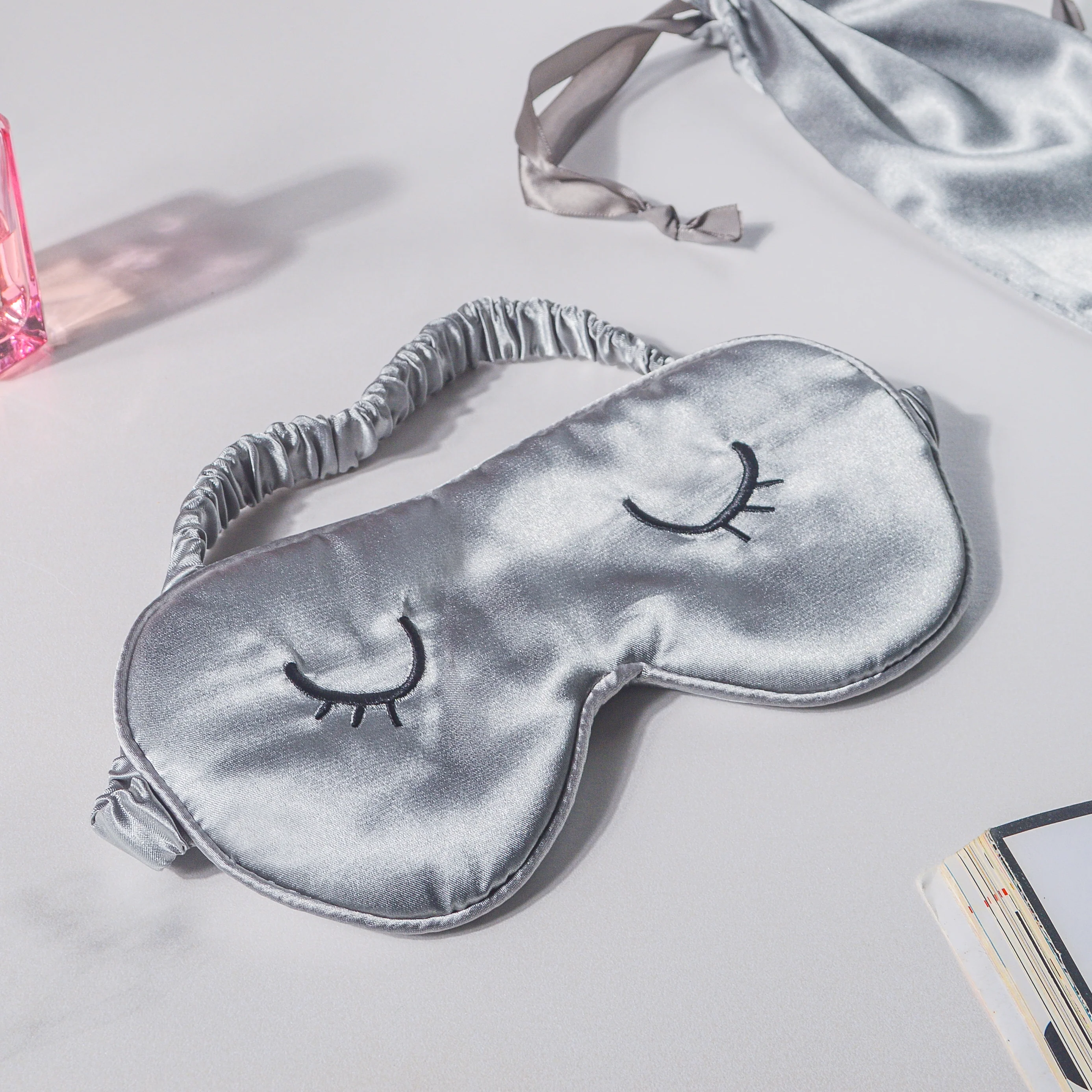 Sleepy Eyes Satin Eye Mask With Pouch Grey - Image 4