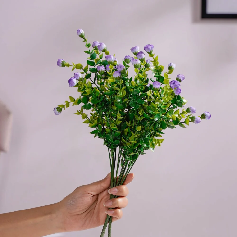Small Artificial Flowers Bunch Purple Set Of 2 - Image 4