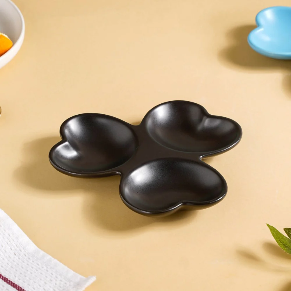 Floral Section Dip Plate Black - Image 2