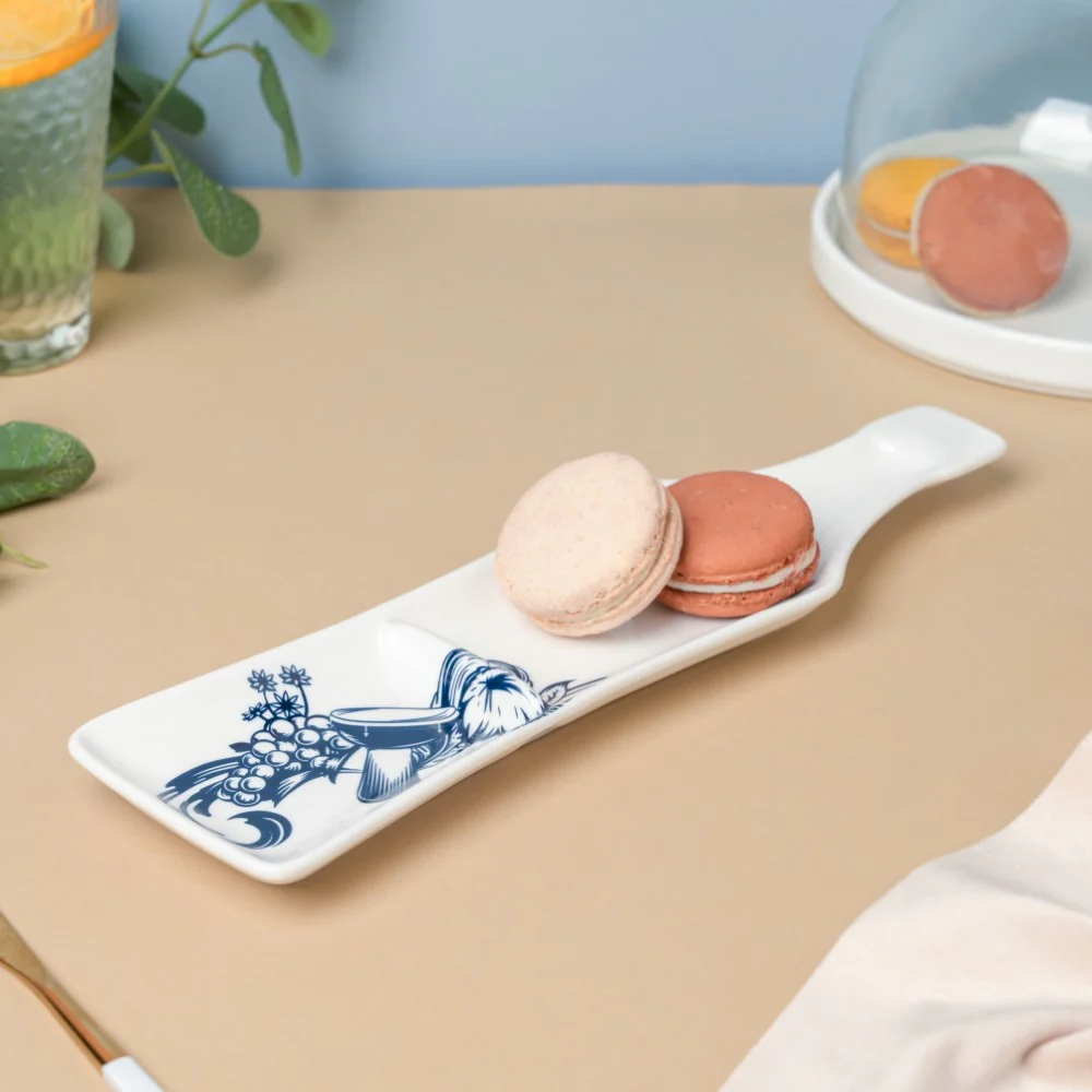 Snack Time Floral Ceramic Section Long Plate White 11.5 Inch - Image 3