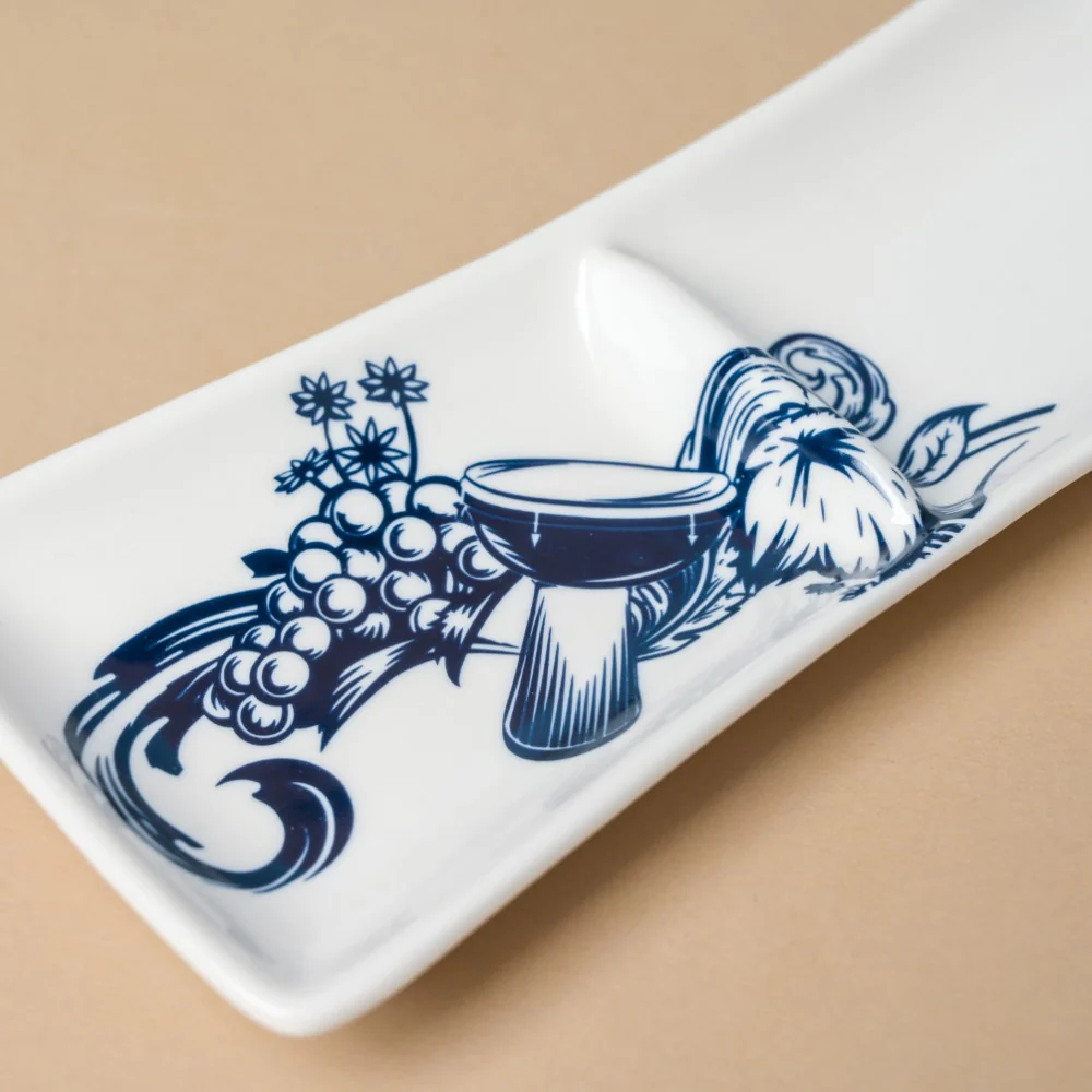 Snack Time Floral Ceramic Section Long Plate White 11.5 Inch - Image 4