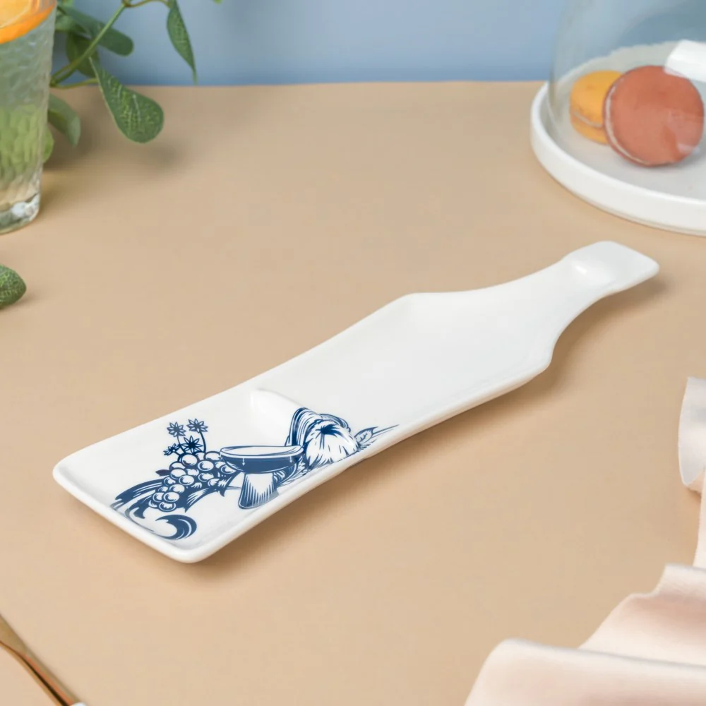 Snack Time Floral Ceramic Section Long Plate White 11.5 Inch - Image 5
