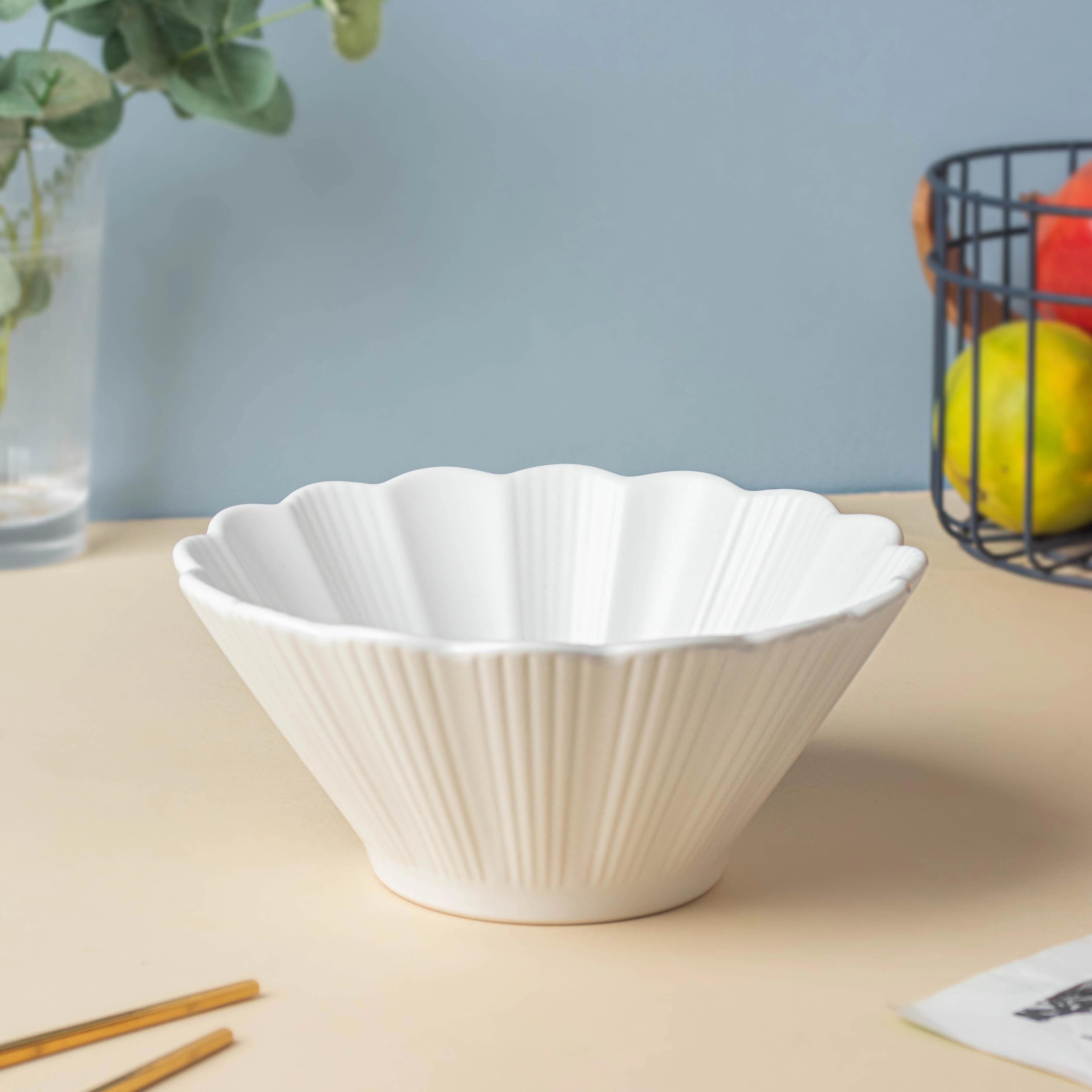 Snow White Fluted Ramen Bowl 600 ml - Image 3
