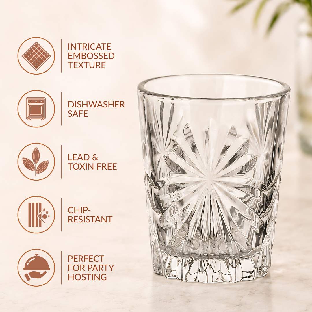 Snowflake Embossed Shot Glass Set Of 12 55ml - Image 2