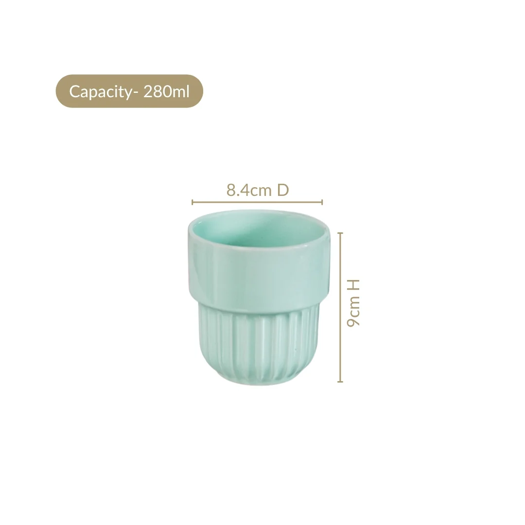 Snugsy Mint Blue Stackable Ceramic Cup Set Of 4 280ml - Image 3