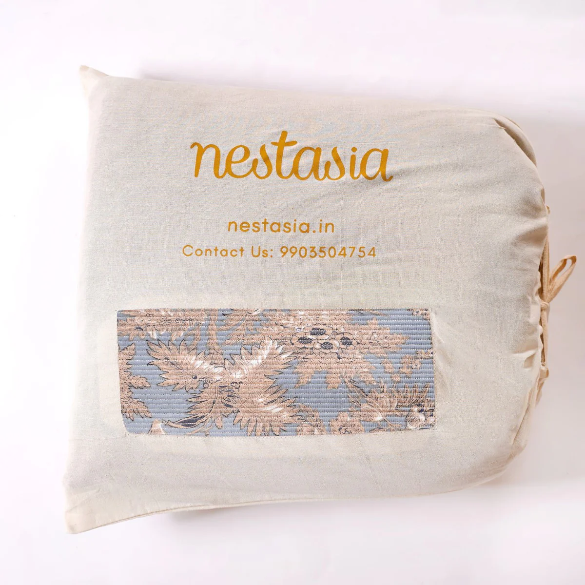 Soft Florals Light Blue Cotton Bedcover 254x233cm - Image 10