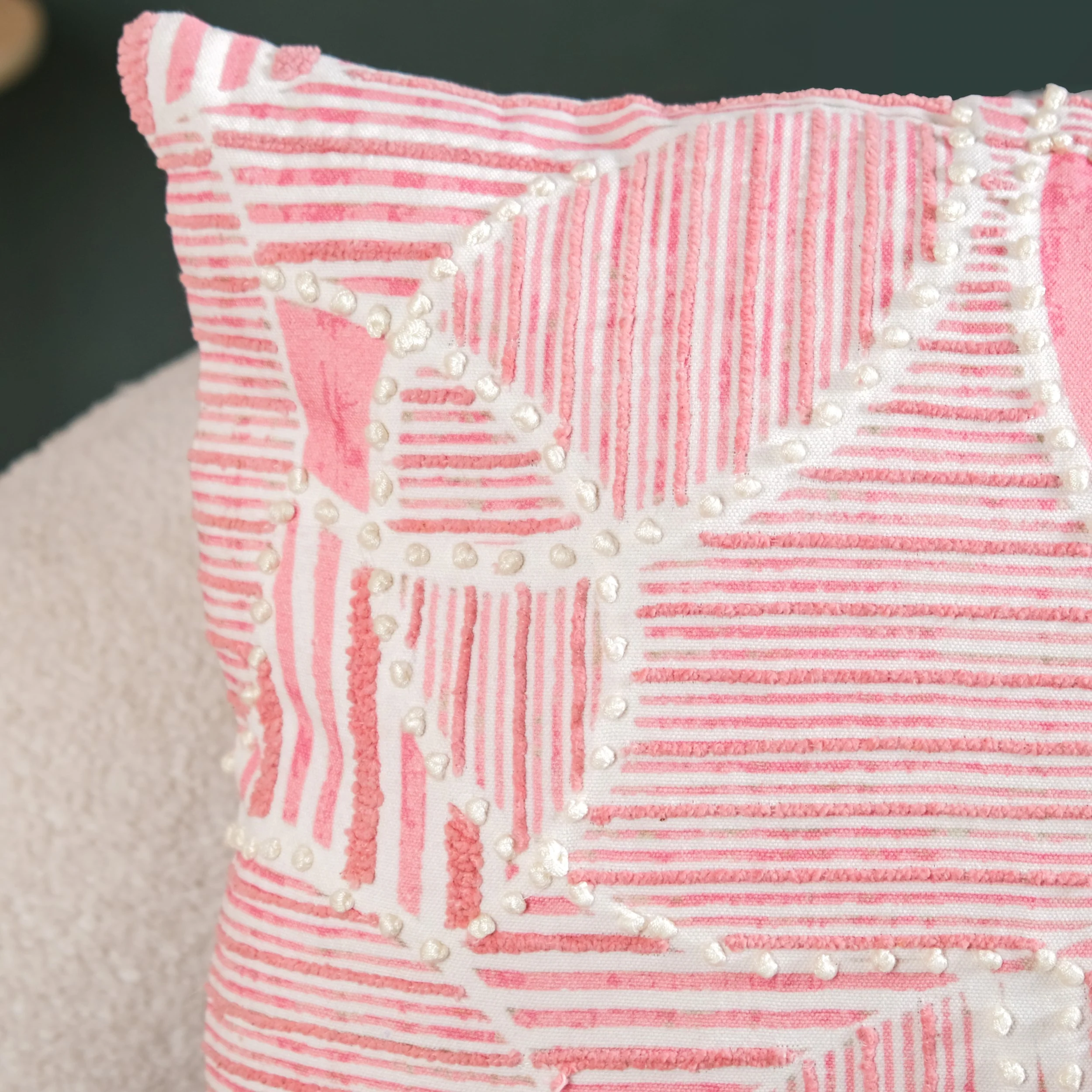 Soft Pink Embroidered Couch Cushion Cover 40x40 cm - Image 5