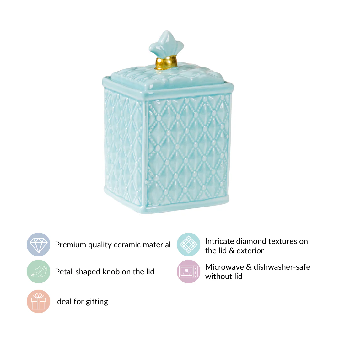 Soft Vintage Ceramic Jar Glossy Pastel Blue - Image 5