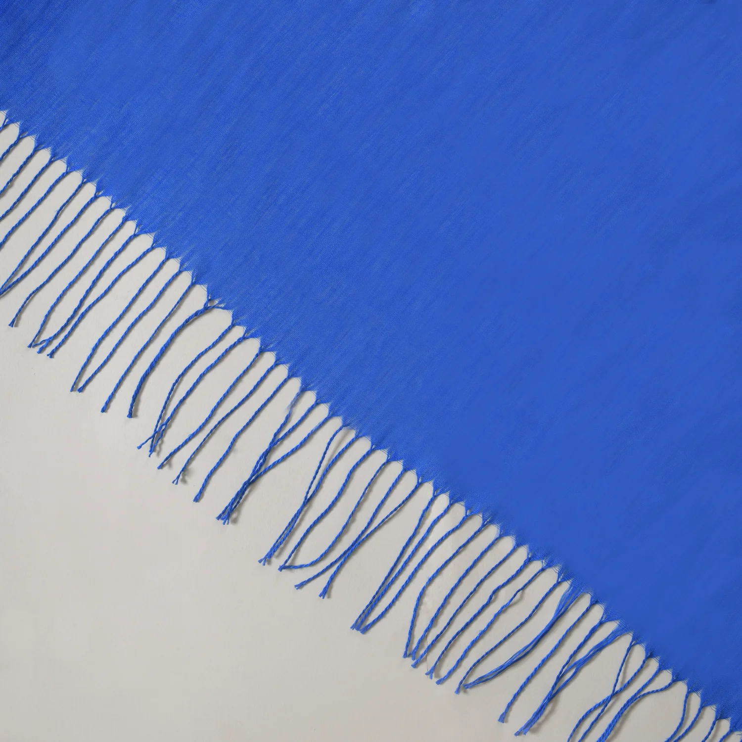 Soft Woollen Scarf With Fringes Blue - Image 6