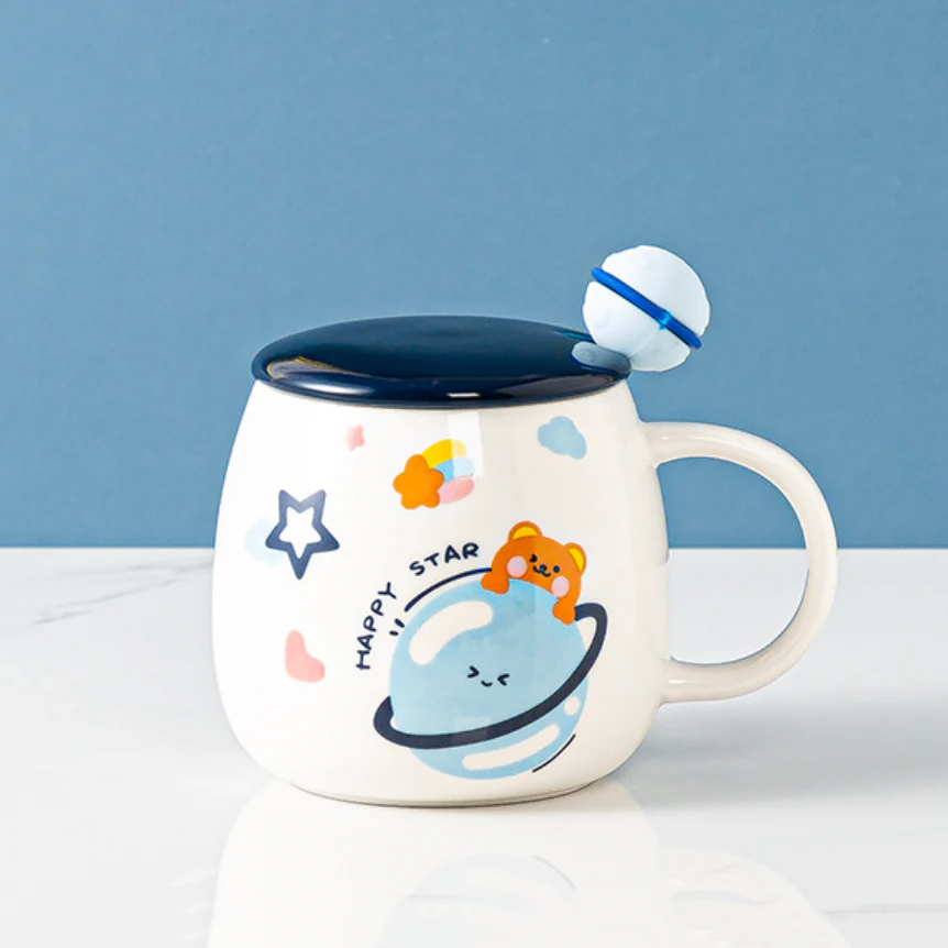 Space Animal Cup With Lid and Spoon - Image 3