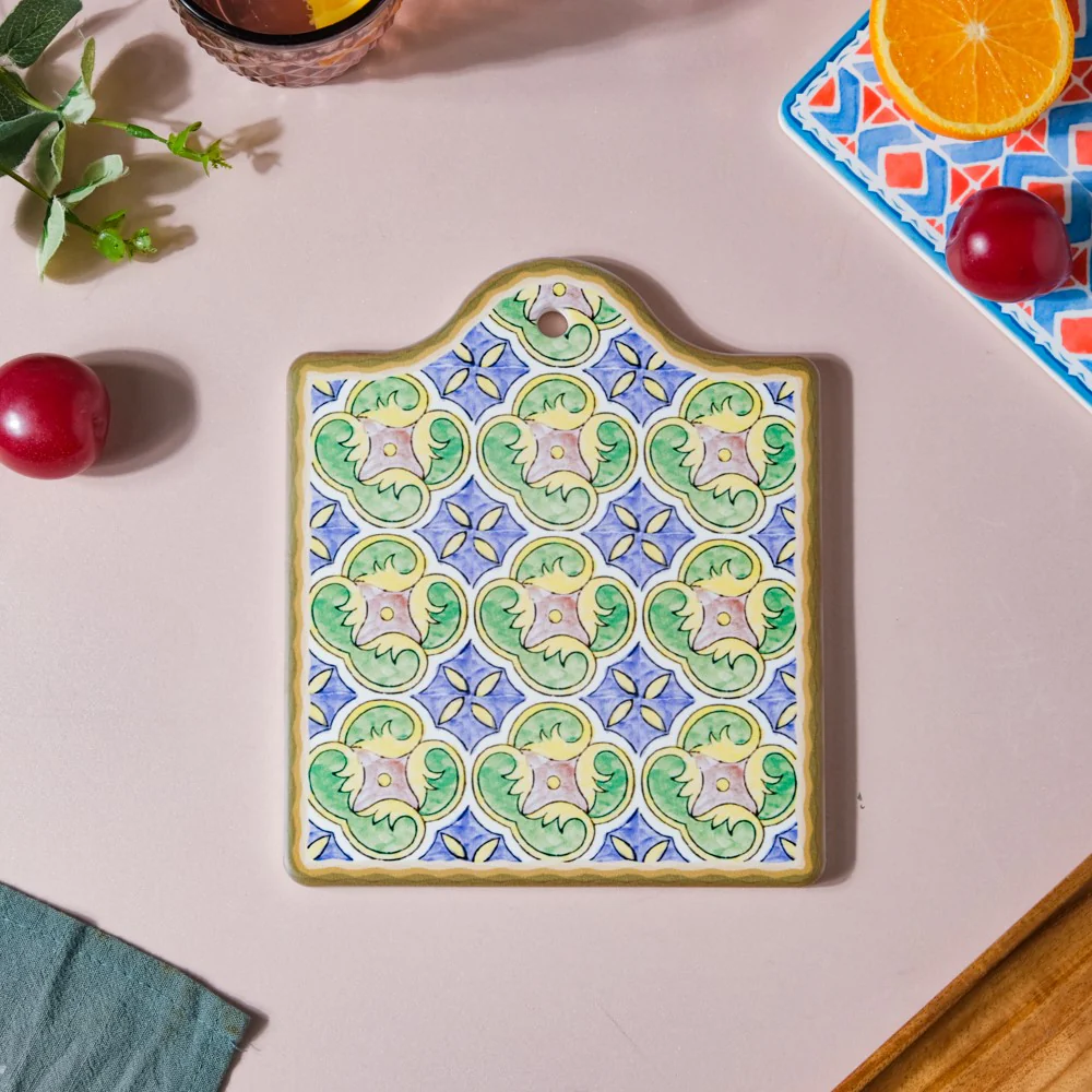 Spanish Hand Painted Pattern Ceramic Platter 7 Inch - Image 4