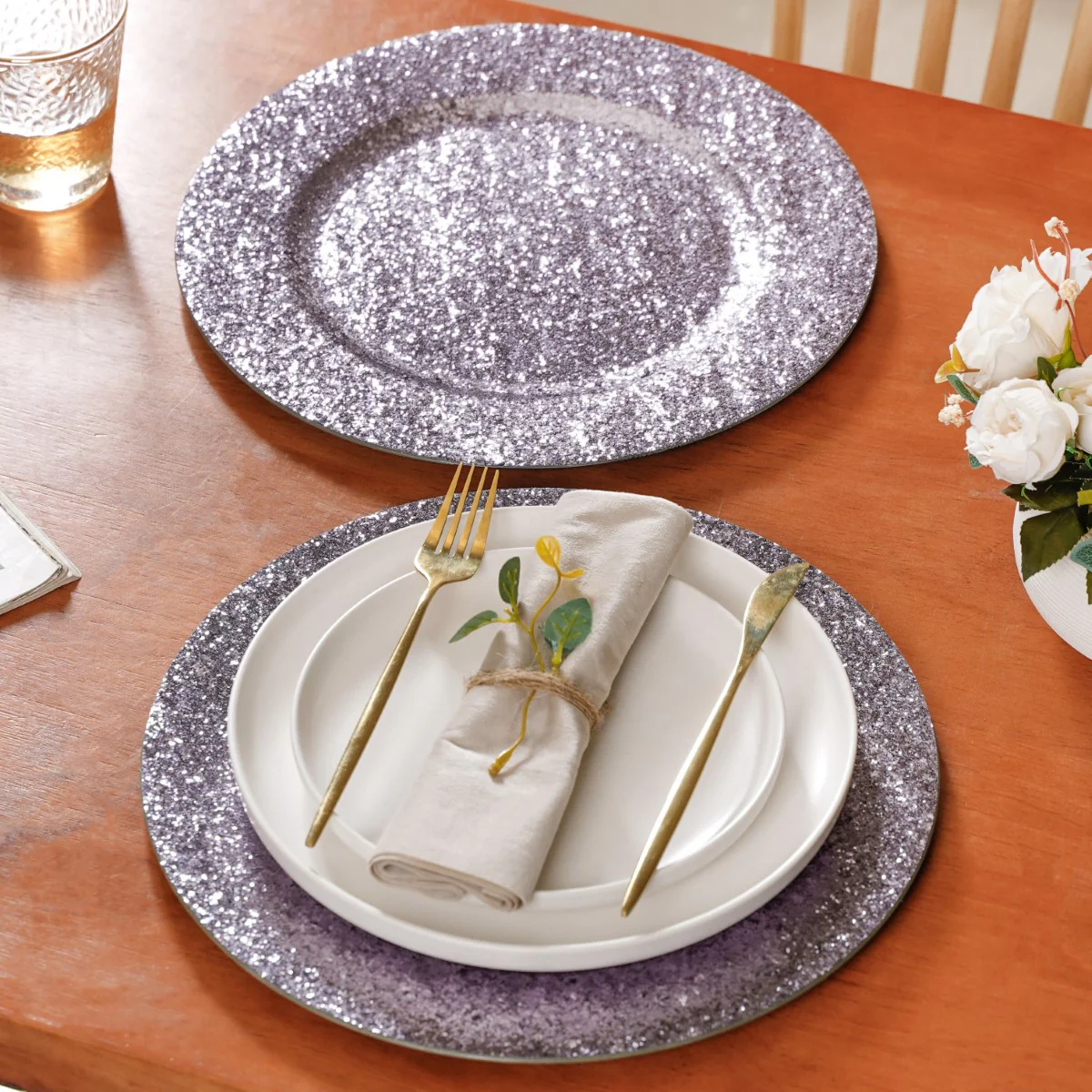 Sparkle Grey Charger Plate Set Of 6 13 Inch