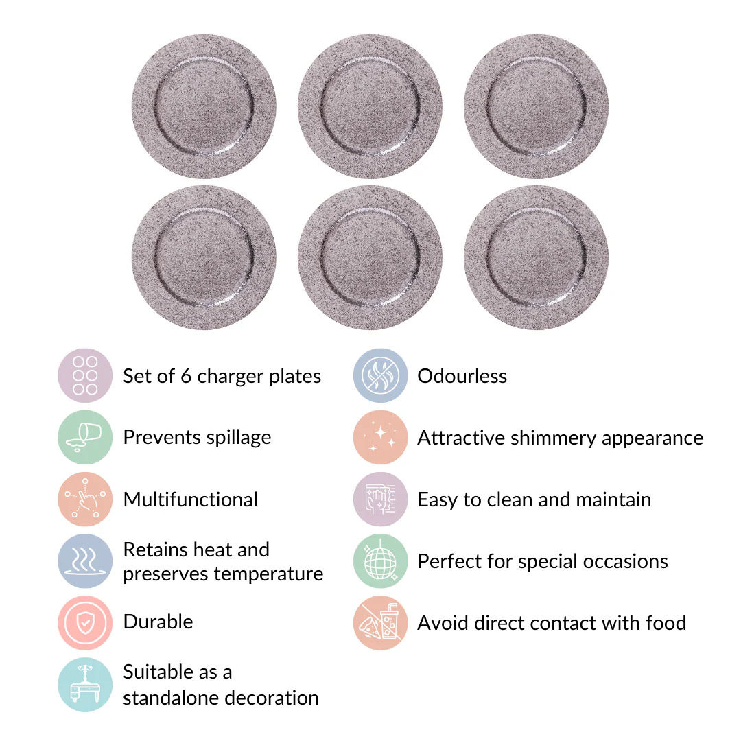 Sparkle Grey Charger Plate Set Of 6 13 Inch - Image 6