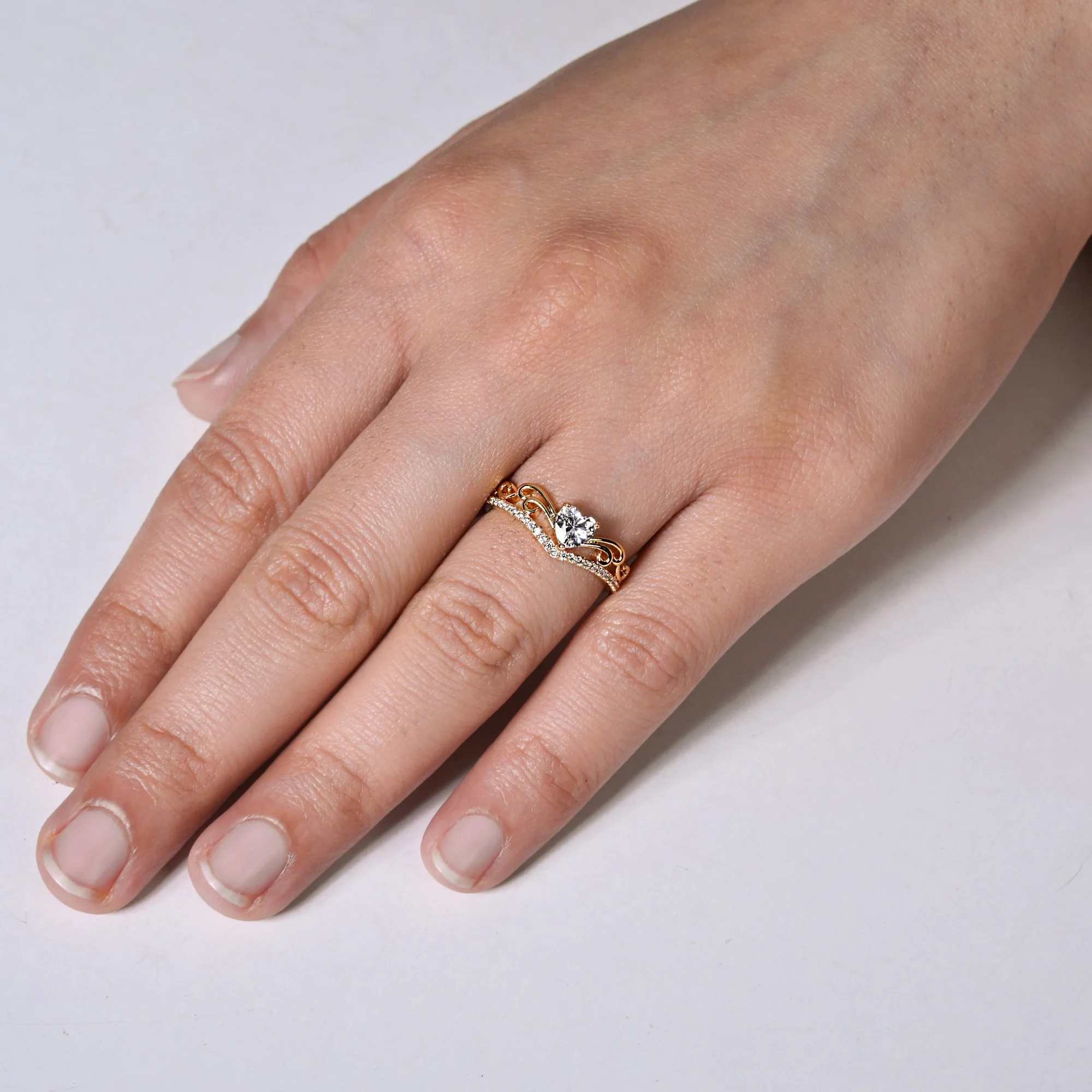 Sparkling Gold Crown Ring - Image 2
