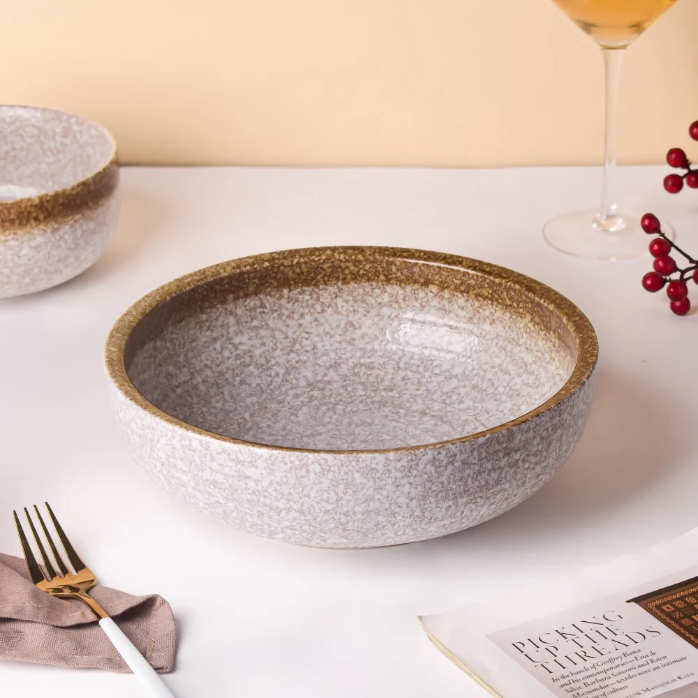 Speckled Serving Bowl Beige And Grey 9 Inch 1700 ml - Image 3