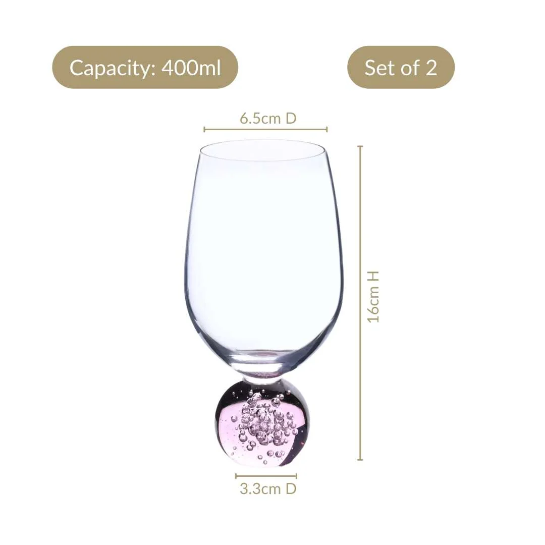 Sphere Wine Glass Set Of 2 400ml Pink - Image 4