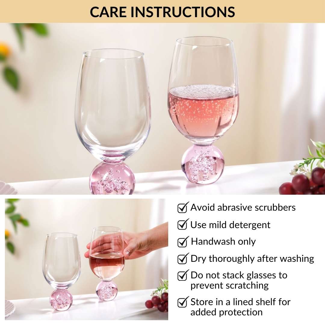 Sphere Wine Glass Set Of 2 400ml Pink - Image 8