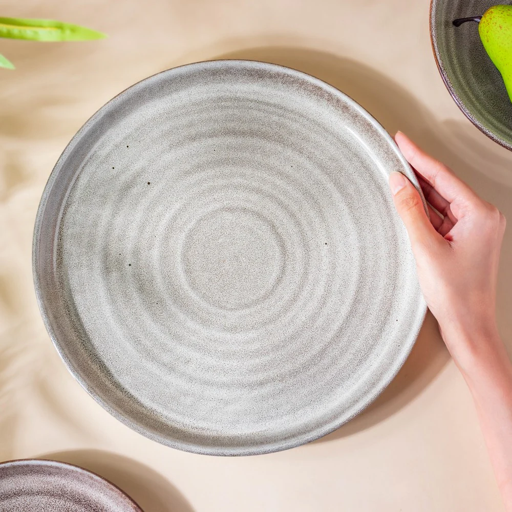 Spiral Handcrafted Dinner Plate Grey 10 Inch - Image 2