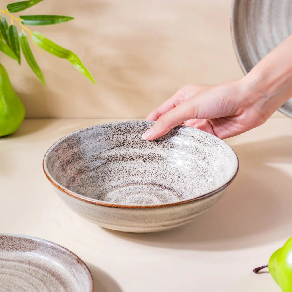 Spiral Handcrafted Serving Bowl Grey 500 ml - Image 2