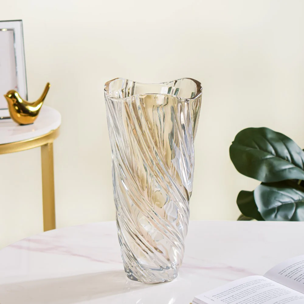 Spiral Winds Glass Flower Vase Amber Large 11 Inch - Image 3