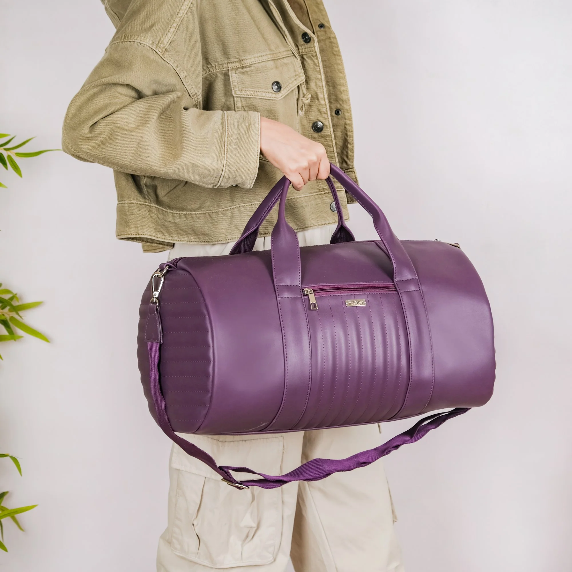 Sporty Duffel Bag Purple Large 17x9 Inch - Image 7