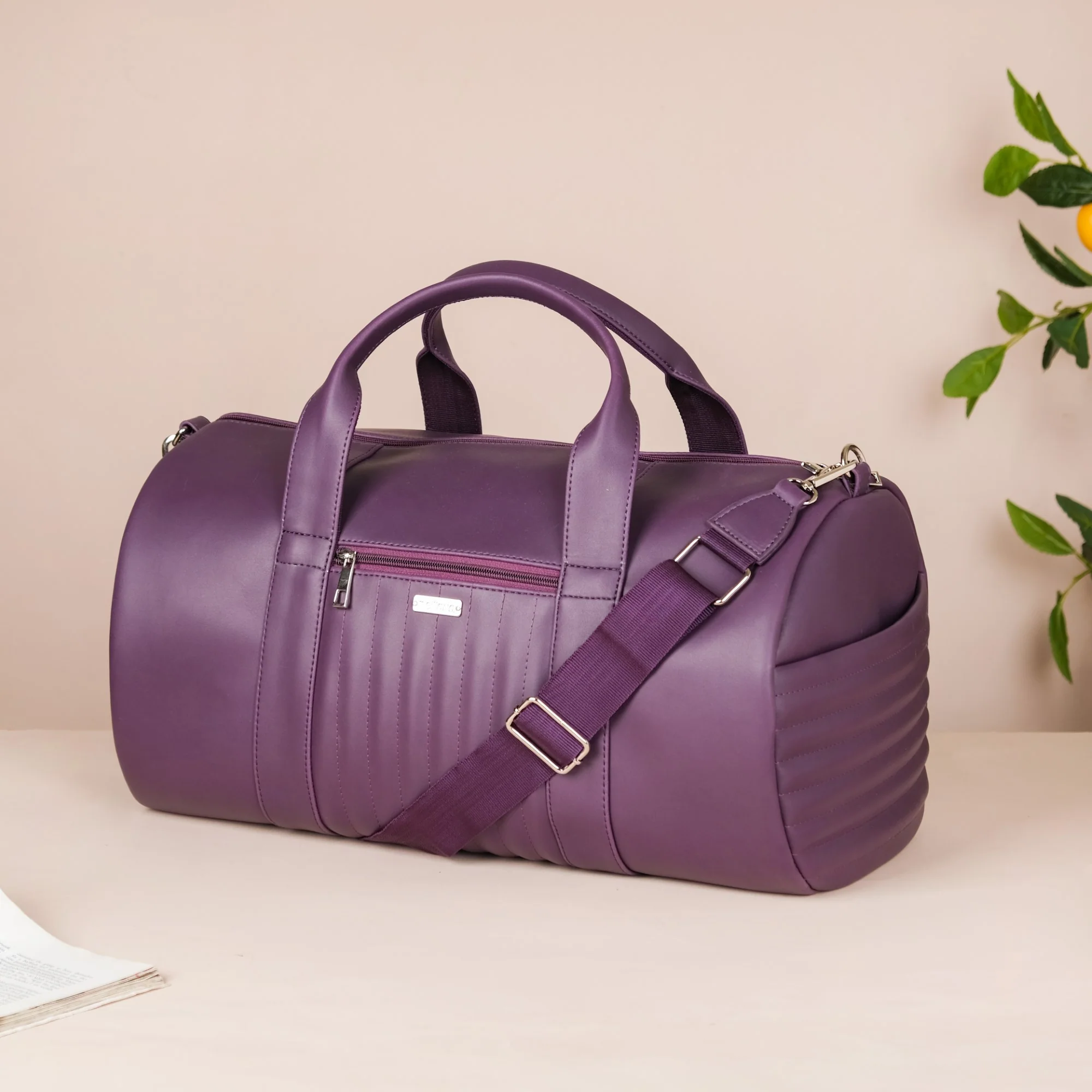 Sporty Duffel Bag Purple Large 17x9 Inch - Image 9