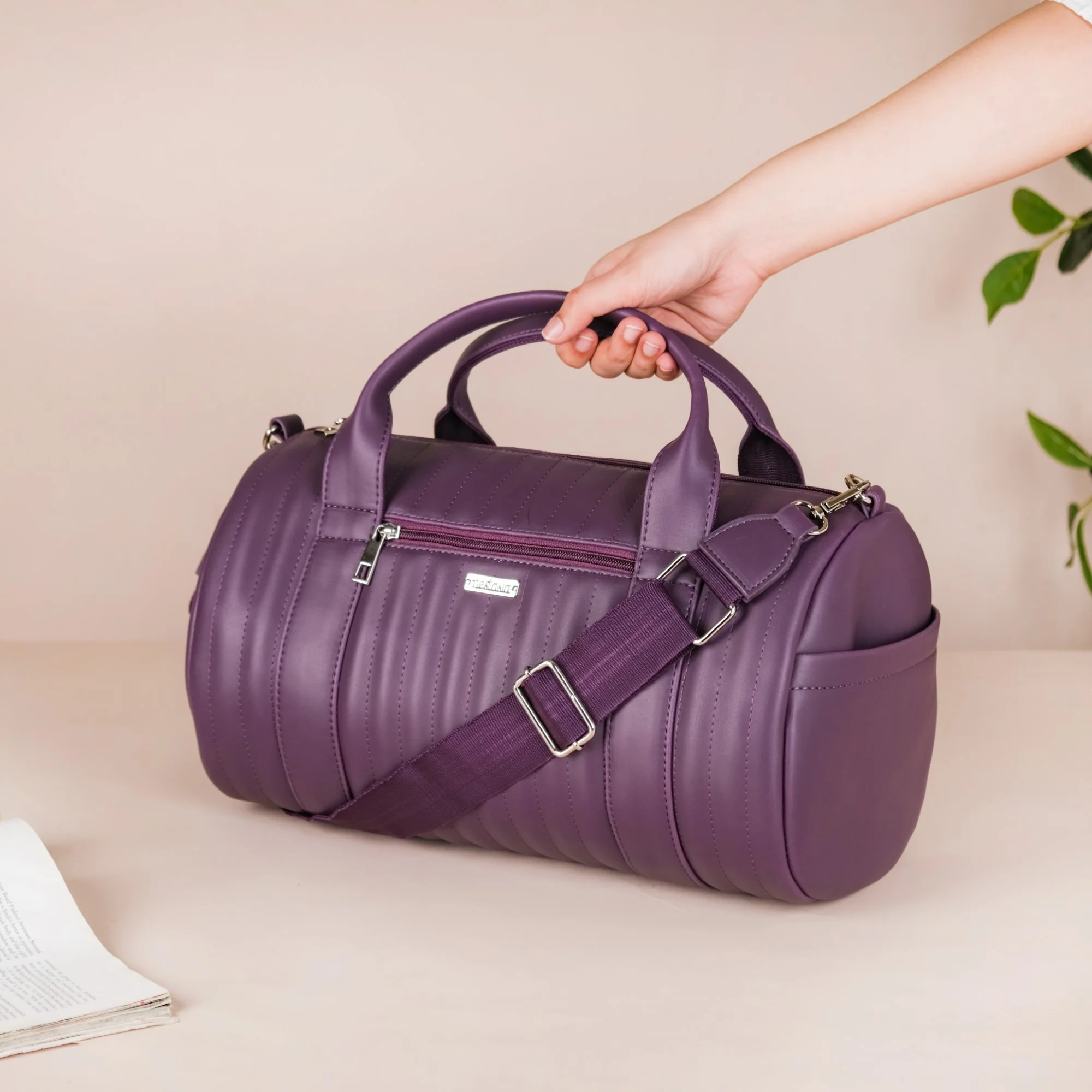 Sporty Duffel Bag Purple Small 14x7 Inch - Image 2