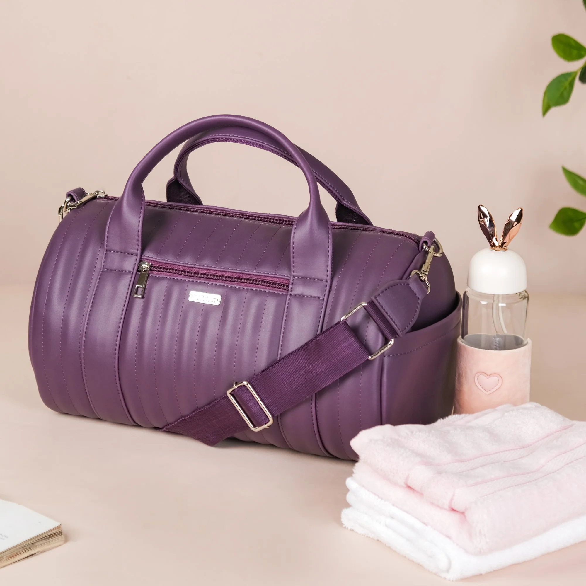 Sporty Duffel Bag Purple Small 14x7 Inch - Image 3