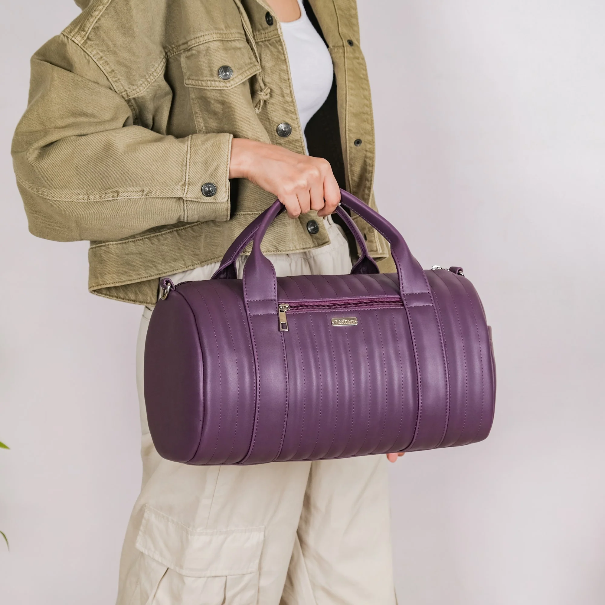 Sporty Duffel Bag Purple Small 14x7 Inch - Image 4
