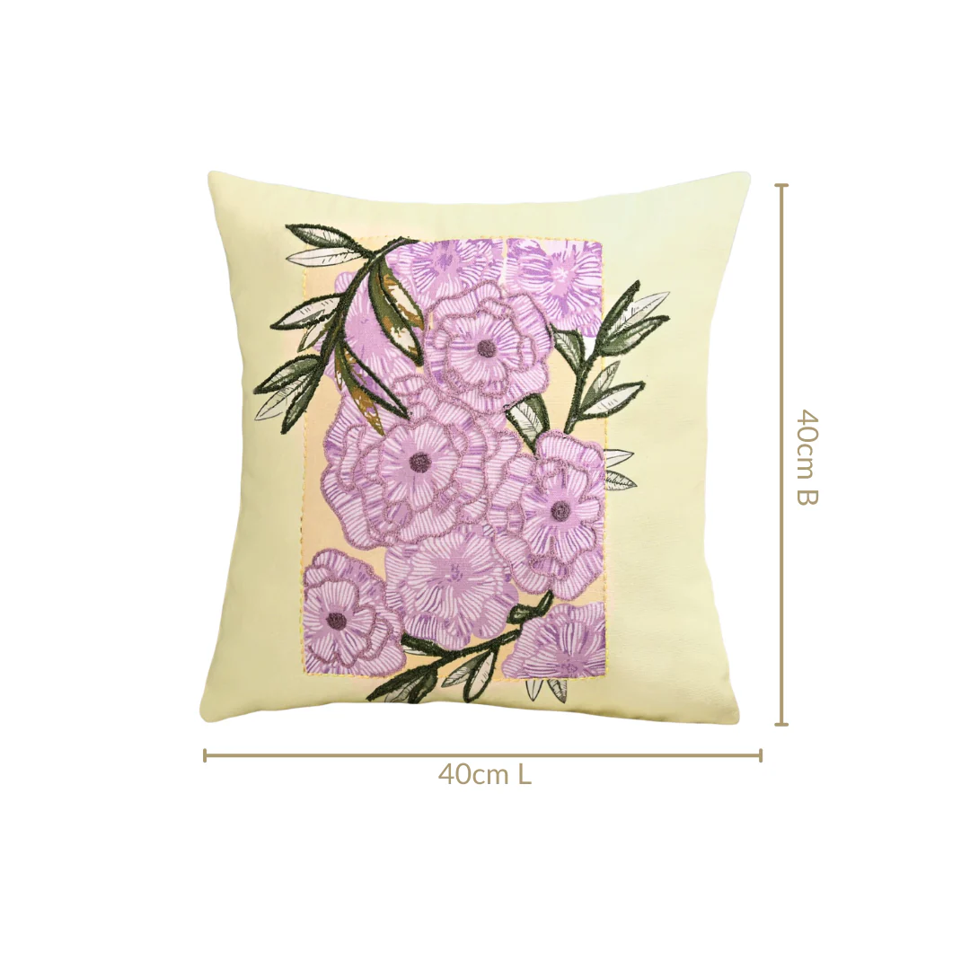 Spring Bloom Highlight Embroidered Cushion Cover 40x40cm - Image 3