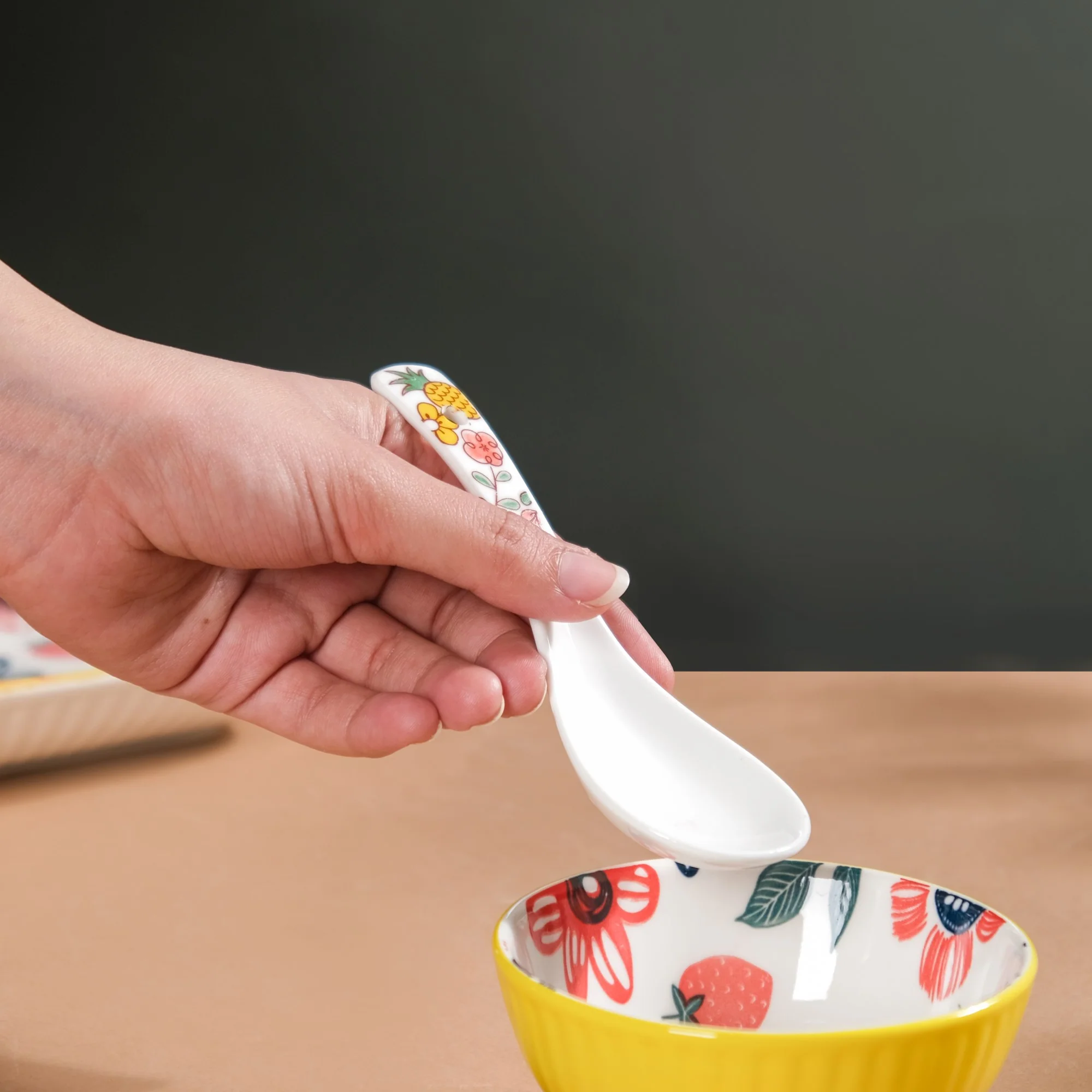 Spring Floral Ceramic Soup Spoon